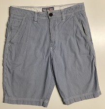Gazman Mens Blue Pinstriped Chino Like Dress Shorts Size 30 Casual GC Cotton