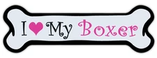 Pink Dog Bone Shaped Magnet - I Love My Boxer - Cars, Trucks, Refrigerators
