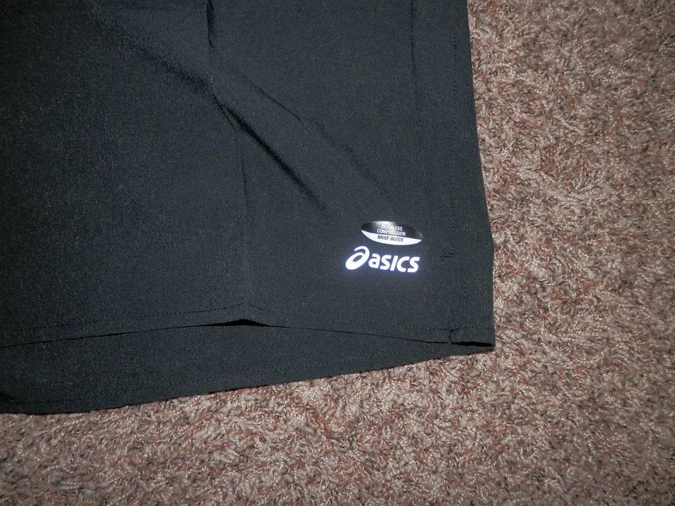 Mens Asics 75 Running Shorts Run Short Black Large $45 7" Compression Brief - Image 4 of 4