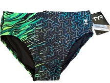 TYR Mens 38 Racer Swim Brief 300 Anti-Odor Durafast Elite Synergy Green NEW