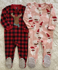 Lot of 2 - by Carters Footed Blanket Sleeper Fleece Pajama, 3T, Christmas