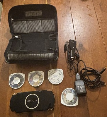 Sony PSP-3001 Black Wi-Fi Handheld System Bundle w/ Case, Charger, 4 Games