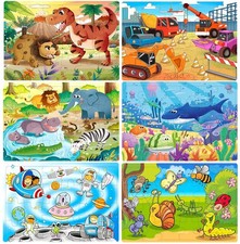 Puzzles for Kids Ages 3-5 24 Piece Wooden 6 Pack 8.5x5.9 inches, 24pcs