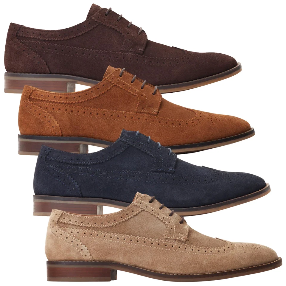 Base London Herren Twain Wildleder Brogue Schuhe Schlicht Business Schnürschuhe - Bild 1 von 1