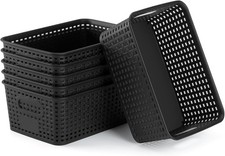 Plastic Storage Baskets 6 Pack Sturdy Storage Organizer Basket Woven Plastic