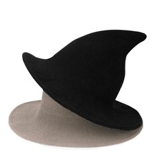 2 PCS Womens Wool Felt Witch Hat Modern Halloween Costume Knitted Wizard Cap