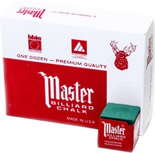 Master Billiard/Pool Cue Chalk Box, 12 Cubes, Spruce