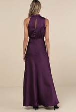 Lulus Distinctive Charm Purple Satin Asymmetrical Maxi dress size large