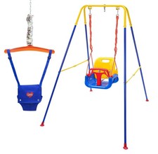 3-in-1 Swing Set for Outdoor/Indoor, Swing Jumper with Foldable Metal Stand, ...