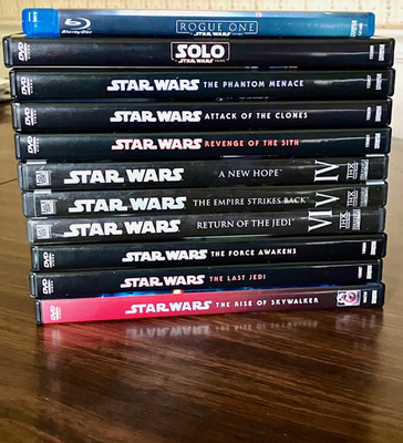 Star Wars Saga I-IX DVD Skywalker Trilogy Prequel 1-9 + Solo Rogue One Blu Ray