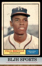 1961 Topps #164 Felix Mantilla Milwaukee Braves (B)