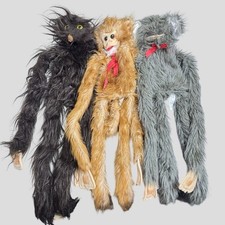 Lote de marionetas Furry Huggems colgantes koala monstruo mono chirrido años 80 Corea cuerpo completo
