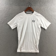 Under Armour HeatGear Compression T-Shirt Mens MD White Short Sleeve Crew NEW