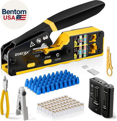Ethernet Crimping Tool Kit RJ45 Crimp Tools,Cat5 Cat5E Cat6 RJ45 Crimping Tool K