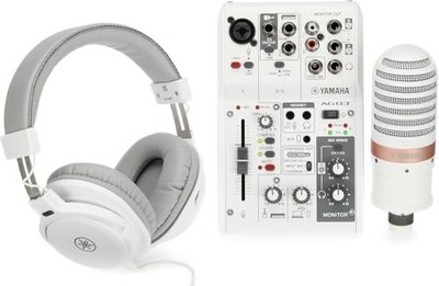 Yamaha AG03MK2 3-Channel Mixer/Interface Live Streaming Pack White