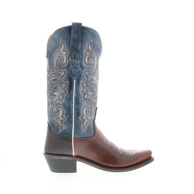 Jama Old West LF1556 Womens Brown Leather Slip On Cowboy Western Boots