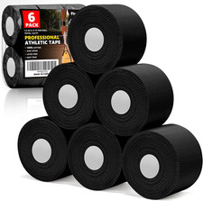 6 Pack Black Athletic Sports Tape, 1.5"x27Ft Each, Total 162Ft, Strong Easy Tear