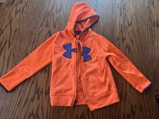 Boys Size 5 Under Armour Orange Zip Up Hooded Sweatshirt Hoodie