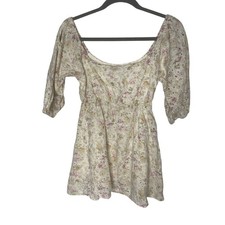 Minkpink Irwin Mini Dress Puff Sleeve Floral Eyelet Boho Hoco Formal Party S