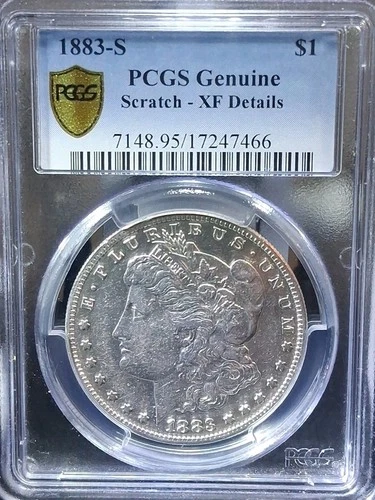 1883-S Morgan Silver Dollar PCGS Genuine Scratch-XF Details Gold Shield