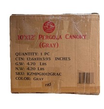 Kozyard 10 ft X 12 ft Pergola Sun Shade Canopy Only In Gray Model KZMPG1012GRAC