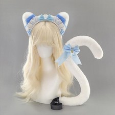 Lolita Cat Ear Headband Comic Cat Tail Cosplay Props Girl Headpiece Tail Set