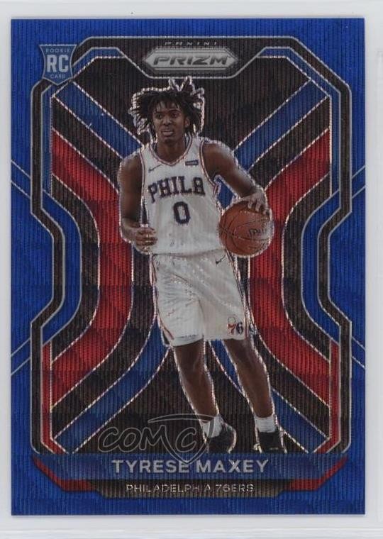 2020-21 Panini Prizm Blue Wave Prizm Tyrese Maxey #256 Rookie RC