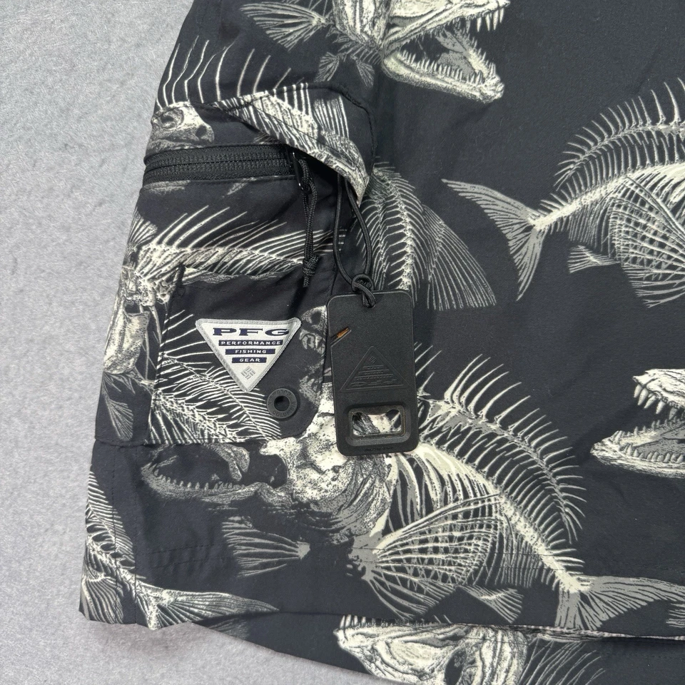 Columbia Board Shorts Adulto 38x11 Negro Blanco PFG Omni Escudo Pesca Surf Foto 3 de 4