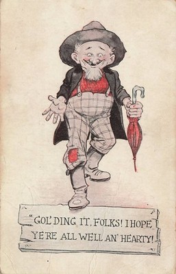 1913 Humorous Old Man Cartoon Postcard Belton MT to Dupont IN Posted