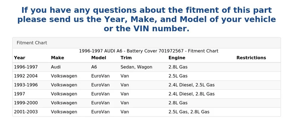 AUDI A6 1996-1997 - Cubierta de batería 701972567 Foto 4 de 4