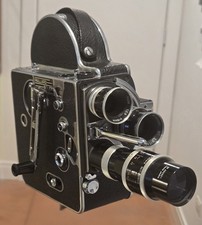 Paillard Bolex H16 Movie Camera 1955 w 3 lenses, GE light meter  case