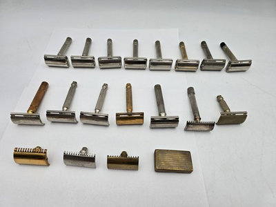 #ad Vintage Gillette Safety Razors Lot Flare Tip Double Edge Parts $149.95