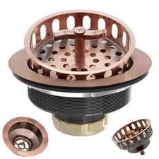 Kitchen Sink Drain 3-1/2Inch Universal Stainless Steel Basket Kit Antique Copper