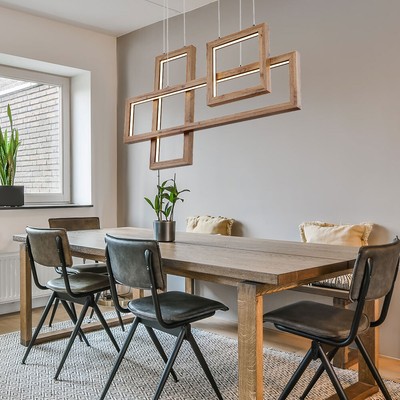 Pendellampe Holzleuchte Hängelampe Esstischleuchte verstellbar LED H 120 cm
