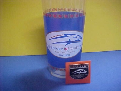2010 Kentucky Derby Glass& 2010 extremely RARE Starter pin.Beautiful