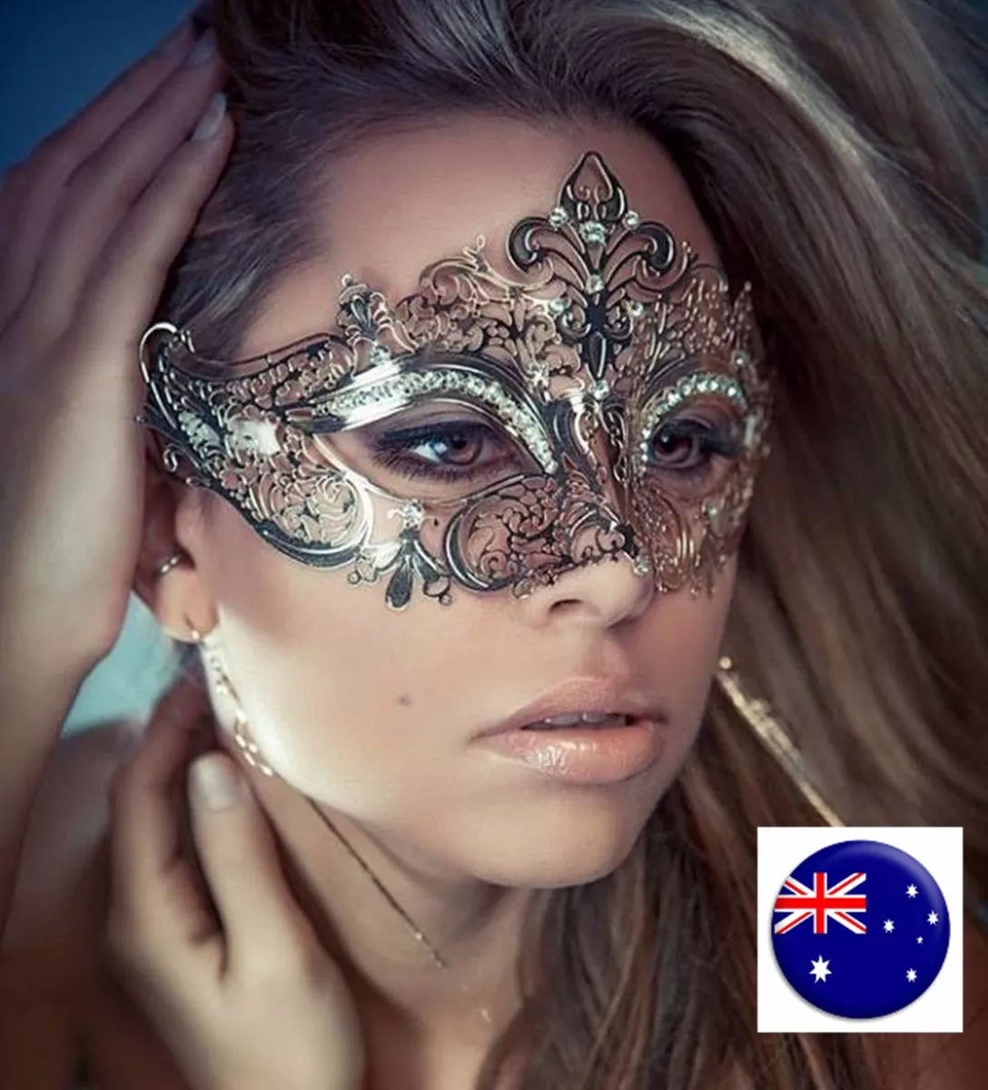 Lady women Metallic Crystal VENETIAN Masquerade Halloween Fancy Face Eye  Mask