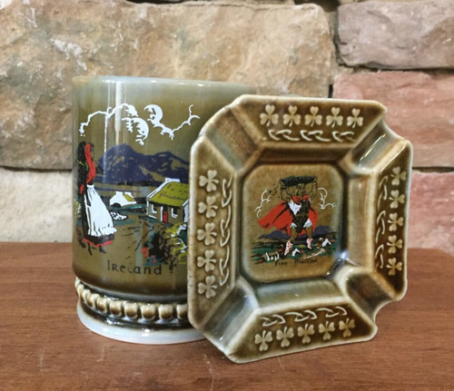 Wade Ireland~Porcelain~4" Square Finn MacCoul Ashtray~4¼" Coffee Mug