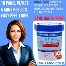 Ovus Medical 18 Panel Drug Test 100 Cup w/ADTLX - Same Day Shipping