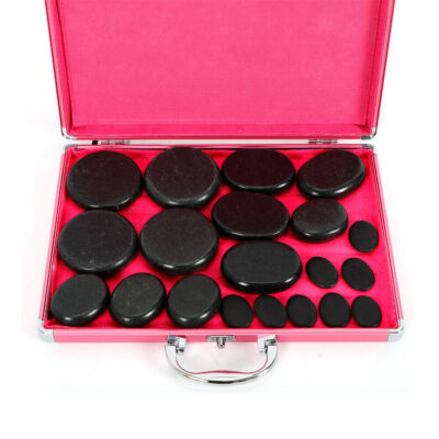20Pcs Hot Stone Massage Kit Volcanic Basalt Stone Rock SPA Massager + Warmer Box