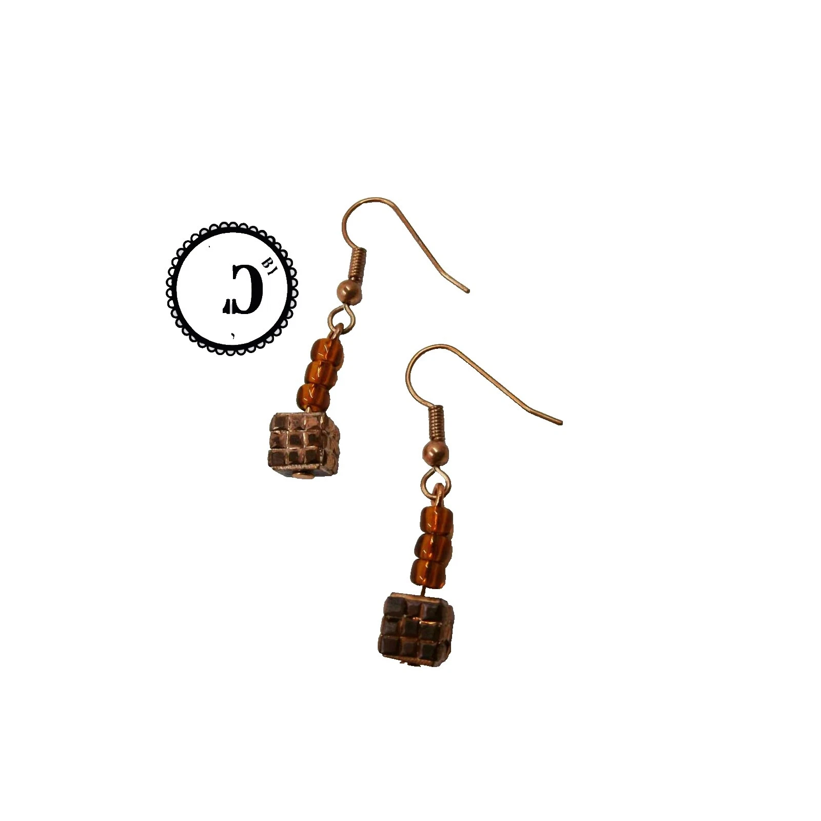 Cobre piedra Pendientes hechos a mano