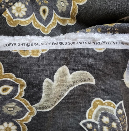 Braemore Heavy Cotton Decorator Fabric Gray/Brown/White Floral Tulips 2 Yards - Picture 3 of 3