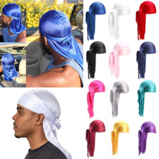 Men Women Silk Durag Waves Silky Du rag with Long Tail and Wide Straps