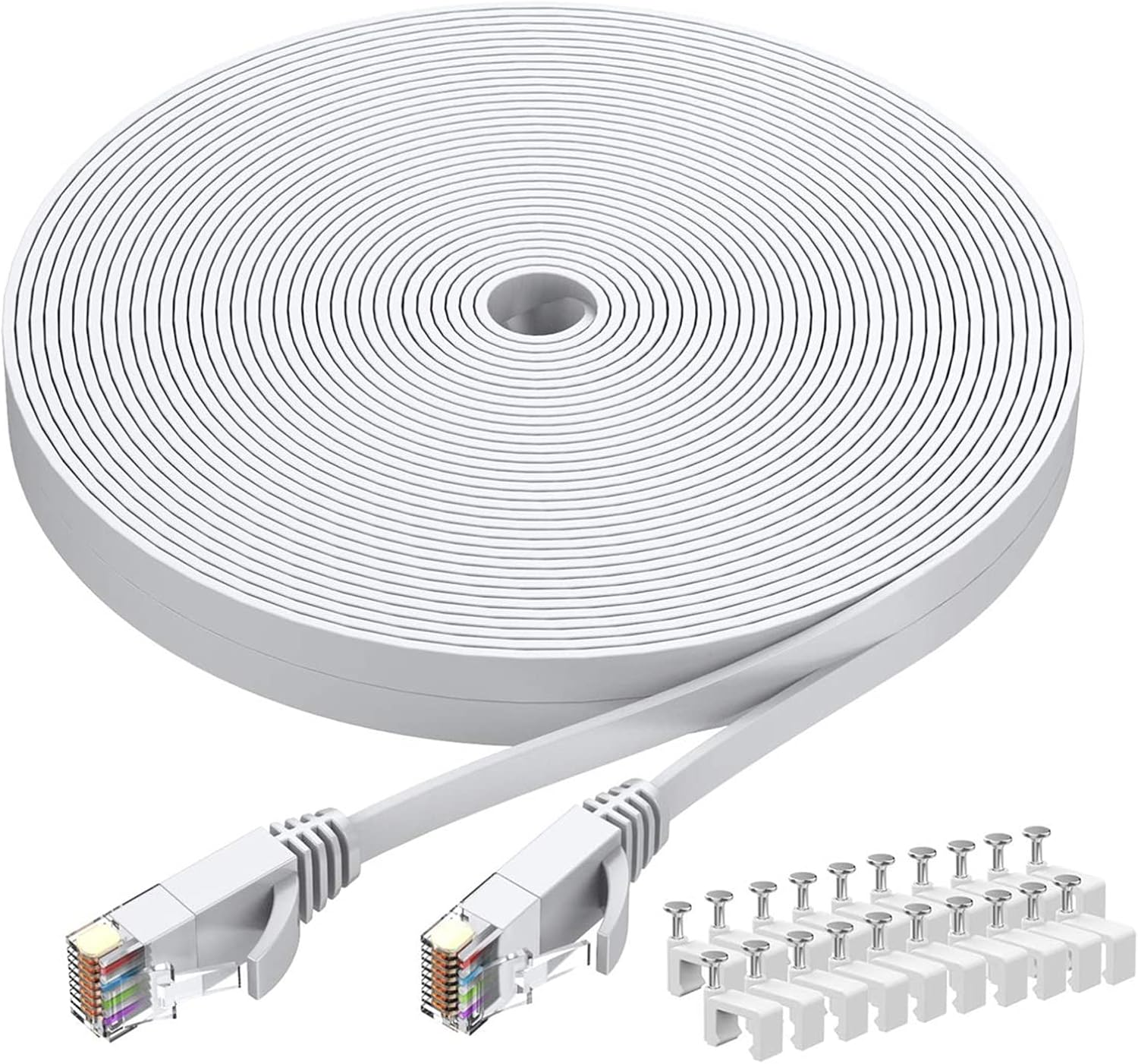 BUSOHE 40 FT White Flat Cat6 Ethernet Cable for Computer Internet LAN-image