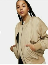 Topshop Oversized Bomber Jacket Coat Beige Taupe-  Bm