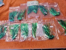 U•Emerald Green Fly w/Leader & Hook Assembly Fishing Tackle Lot Of 11🐠