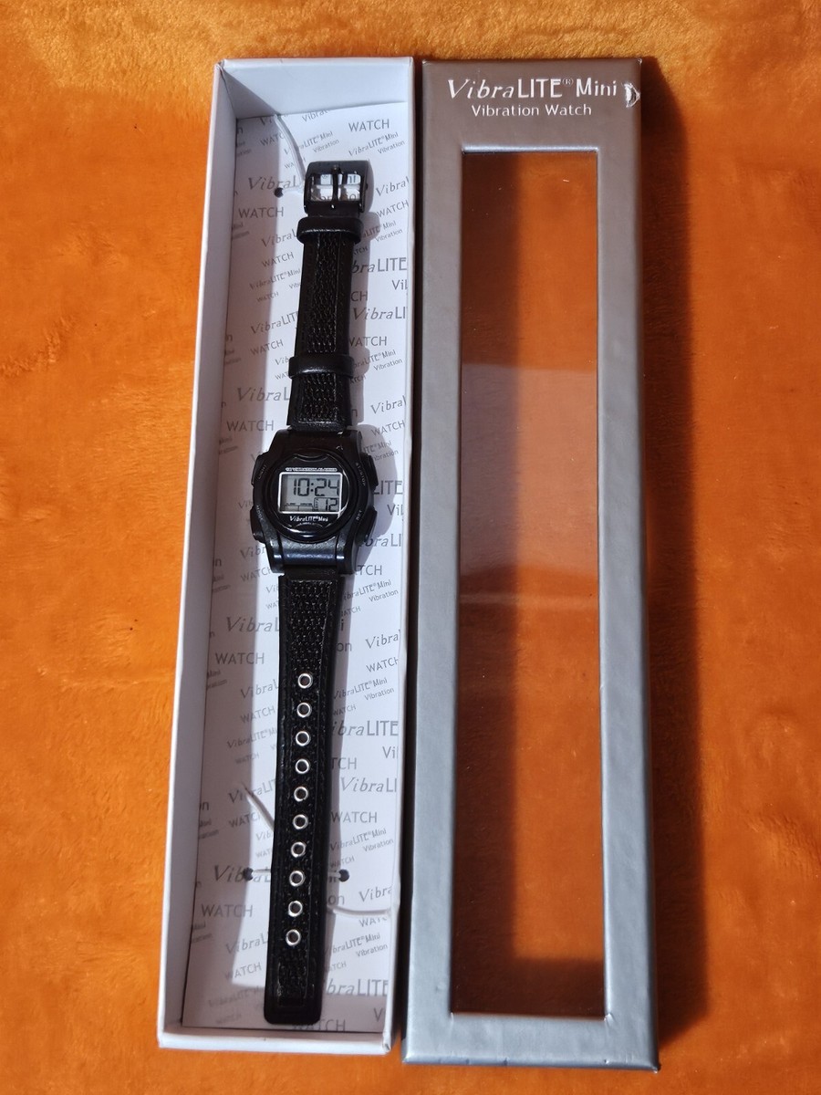 VibraLITE Mini Watch (WTC218) Black 12- Vibration Alarm w/ Box