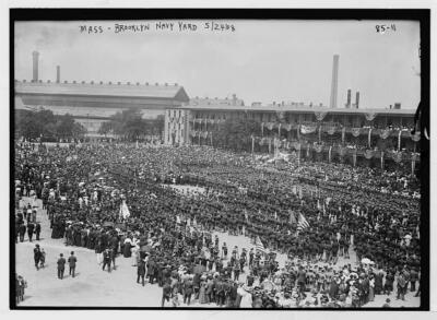 Crowd at Mass in Brooklyn Navy Yard New York c1900 Large Historic Old Photo 1