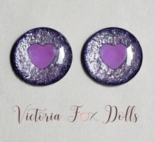 Blythe Doll Metallic Eyechips Purple Heart Furby Eye Chips 14mm Ooak Blythe Bjd