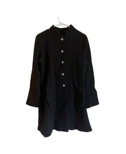 Kenar Long Peacoat 100% Wool Black Women Size M