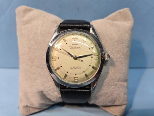 Vintage 1960s Waltham Manual Wind Watch 33mm Stainless Steel 17j Incabloc